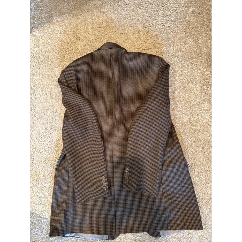 Lauren Ralph Lauren Mens Brown Houndstooth Pure New Wool Blazer Sport Coat 44L